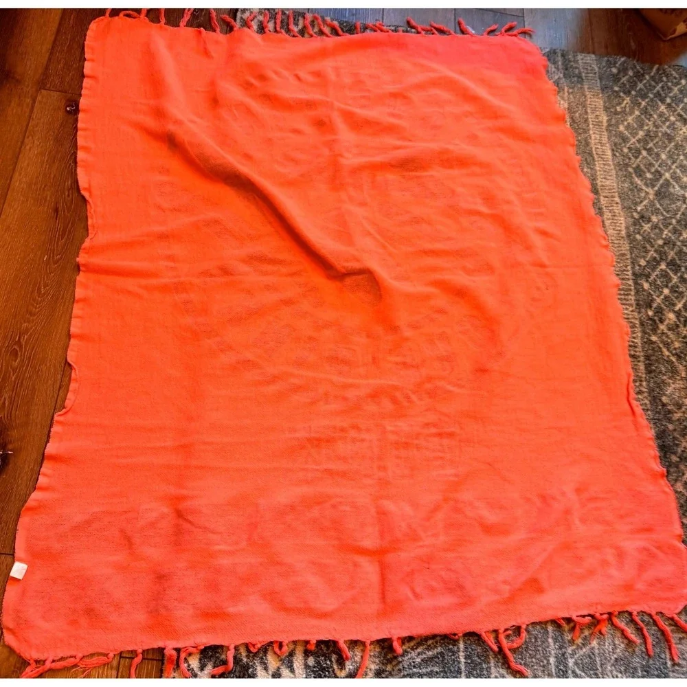 Victoria's Secret PINK Fringed Beach Towel Throw Blanket XL Neon Pink RARE Y2k